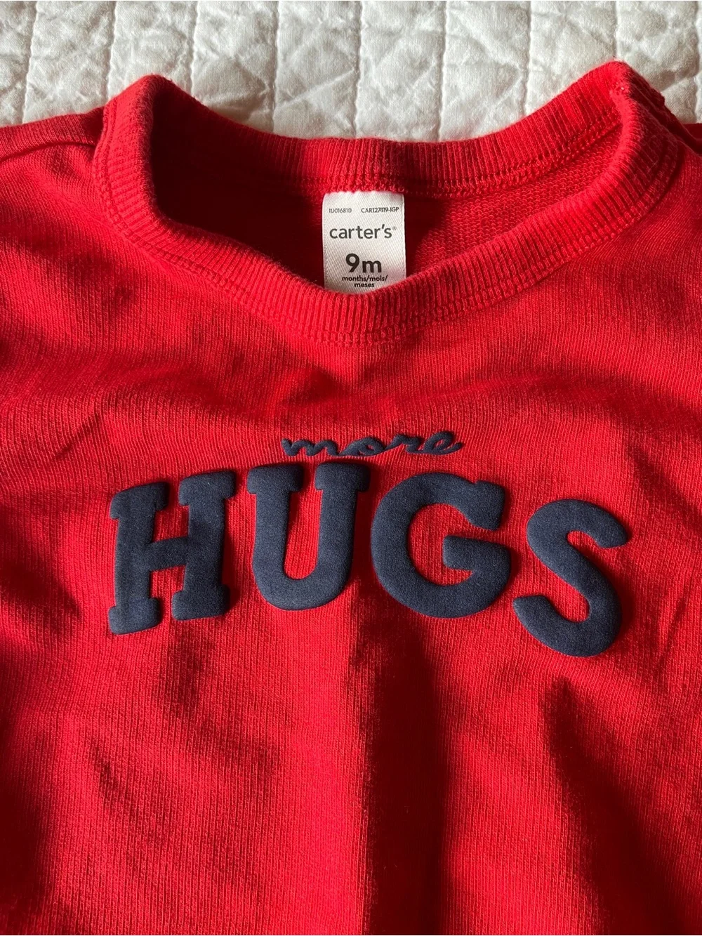 Carter’s Red 'More Hugs' Baby One-Piece Romper 9 months